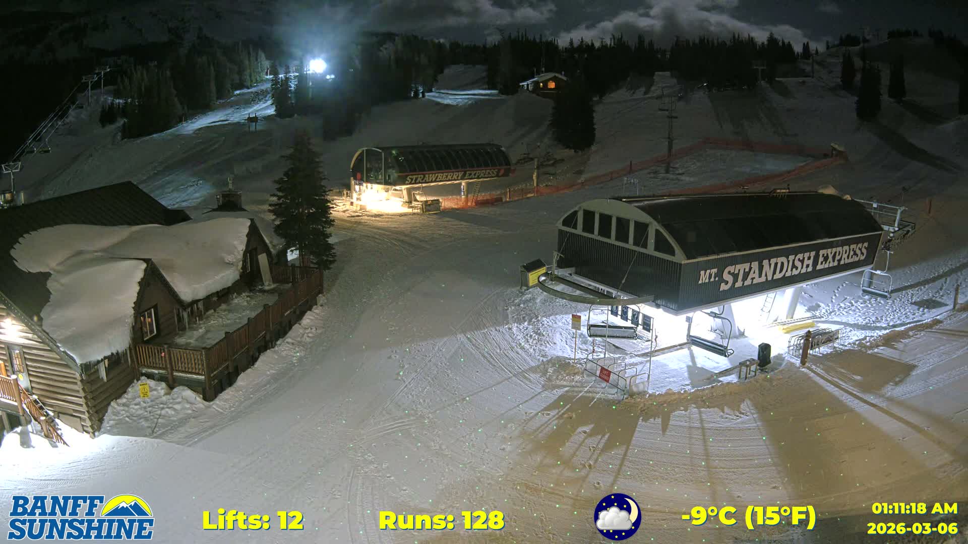 Banff, Sunshine Ski Village Mountain Lodge &  Ski Lifts Live Cam - Banff, Alberta's Rockies, Alberta, Canada