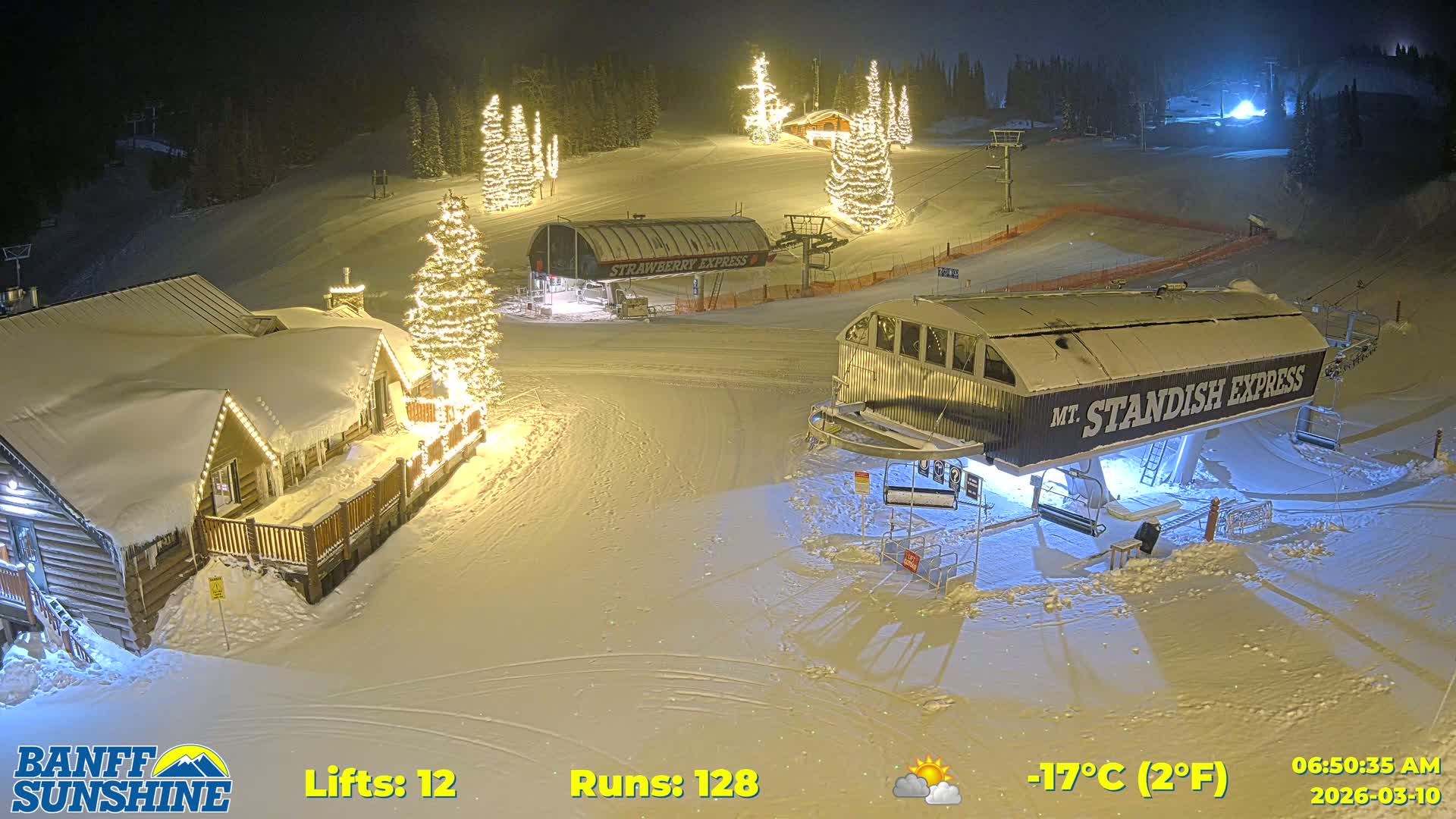Banff, Sunshine Ski Village Mountain Lodge &  Ski Lifts Live Cam - Banff, Alberta's Rockies, Alberta, Canada