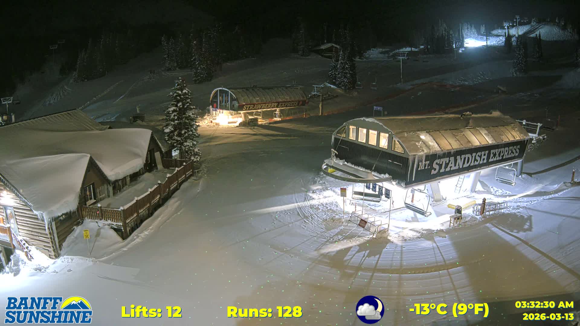 Banff, Sunshine Ski Village Mountain Lodge &  Ski Lifts Live Cam - Banff, Alberta's Rockies, Alberta, Canada