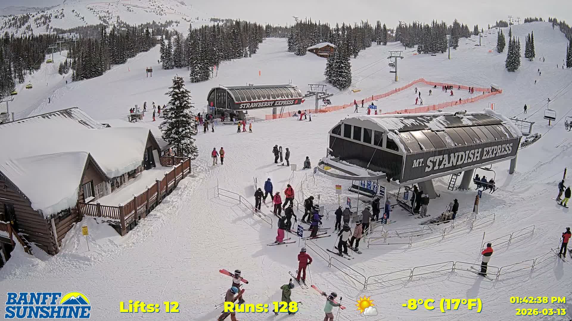 Banff, Sunshine Ski Village Mountain Lodge &  Ski Lifts Live Cam - Banff, Alberta's Rockies, Alberta, Canada