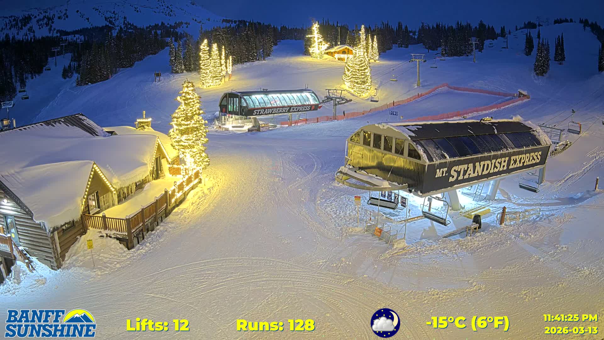 Banff, Sunshine Ski Village Mountain Lodge &  Ski Lifts Live Cam - Banff, Alberta's Rockies, Alberta, Canada