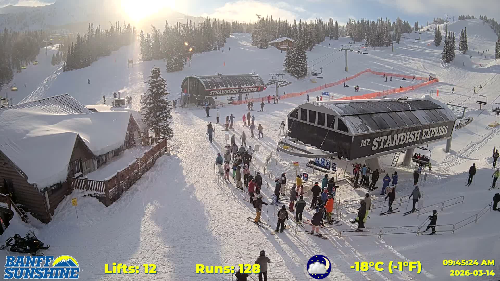 Banff, Sunshine Ski Village Mountain Lodge &  Ski Lifts Live Cam - Banff, Alberta's Rockies, Alberta, Canada