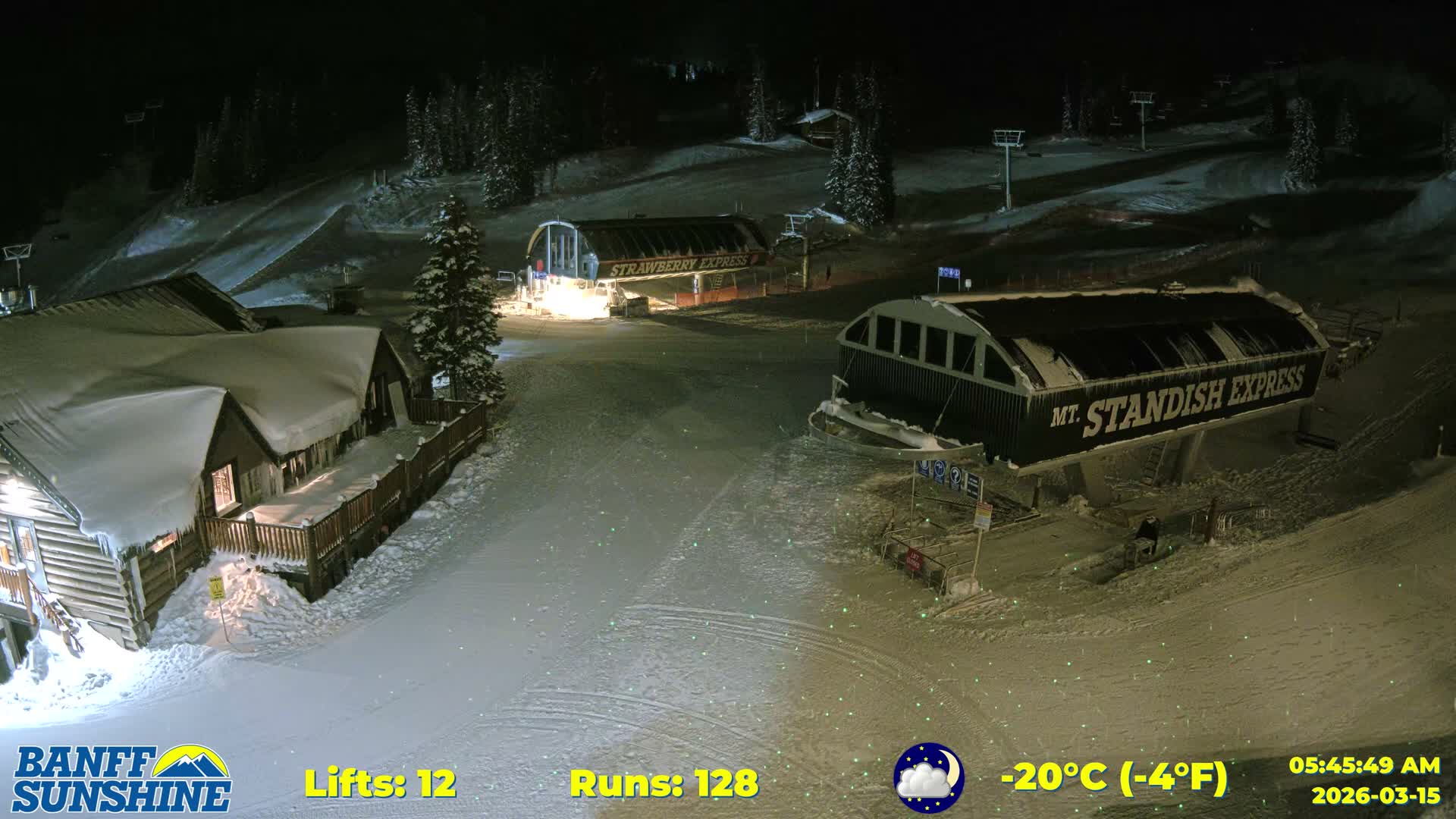 Banff, Sunshine Ski Village Mountain Lodge &  Ski Lifts Live Cam - Banff, Alberta's Rockies, Alberta, Canada