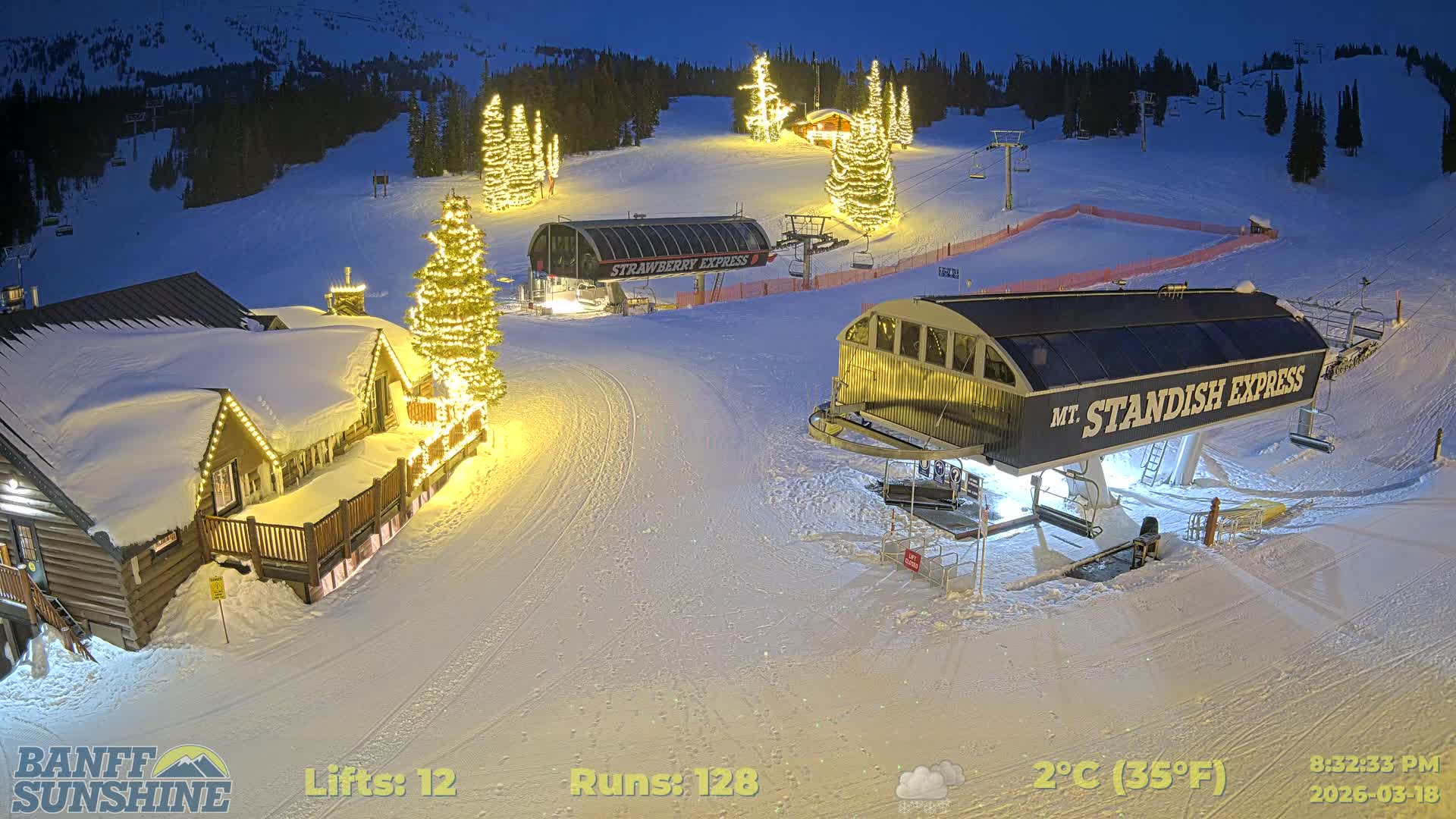 Banff, Sunshine Ski Village Mountain Lodge &  Ski Lifts Live Cam - Banff, Alberta's Rockies, Alberta, Canada