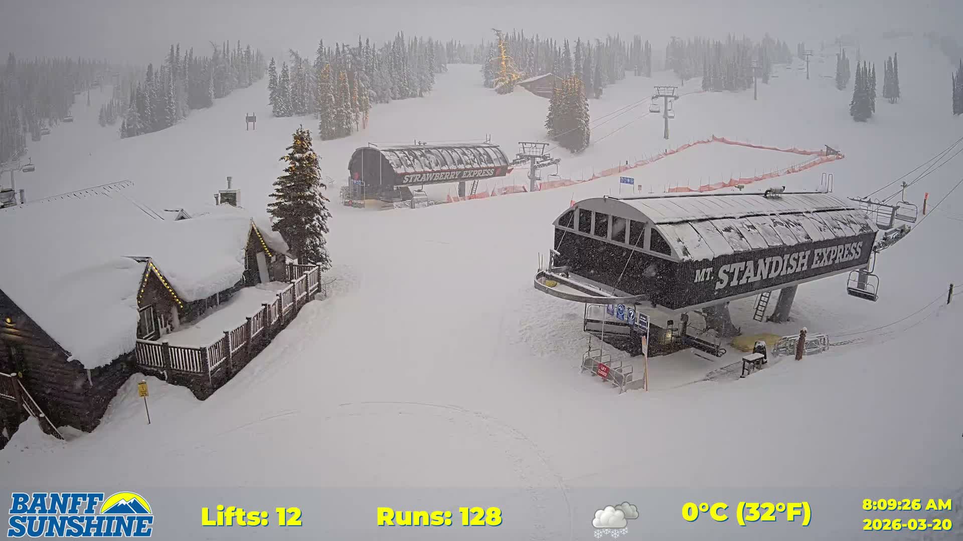 Banff, Sunshine Ski Village Mountain Lodge &  Ski Lifts Live Cam - Banff, Alberta's Rockies, Alberta, Canada