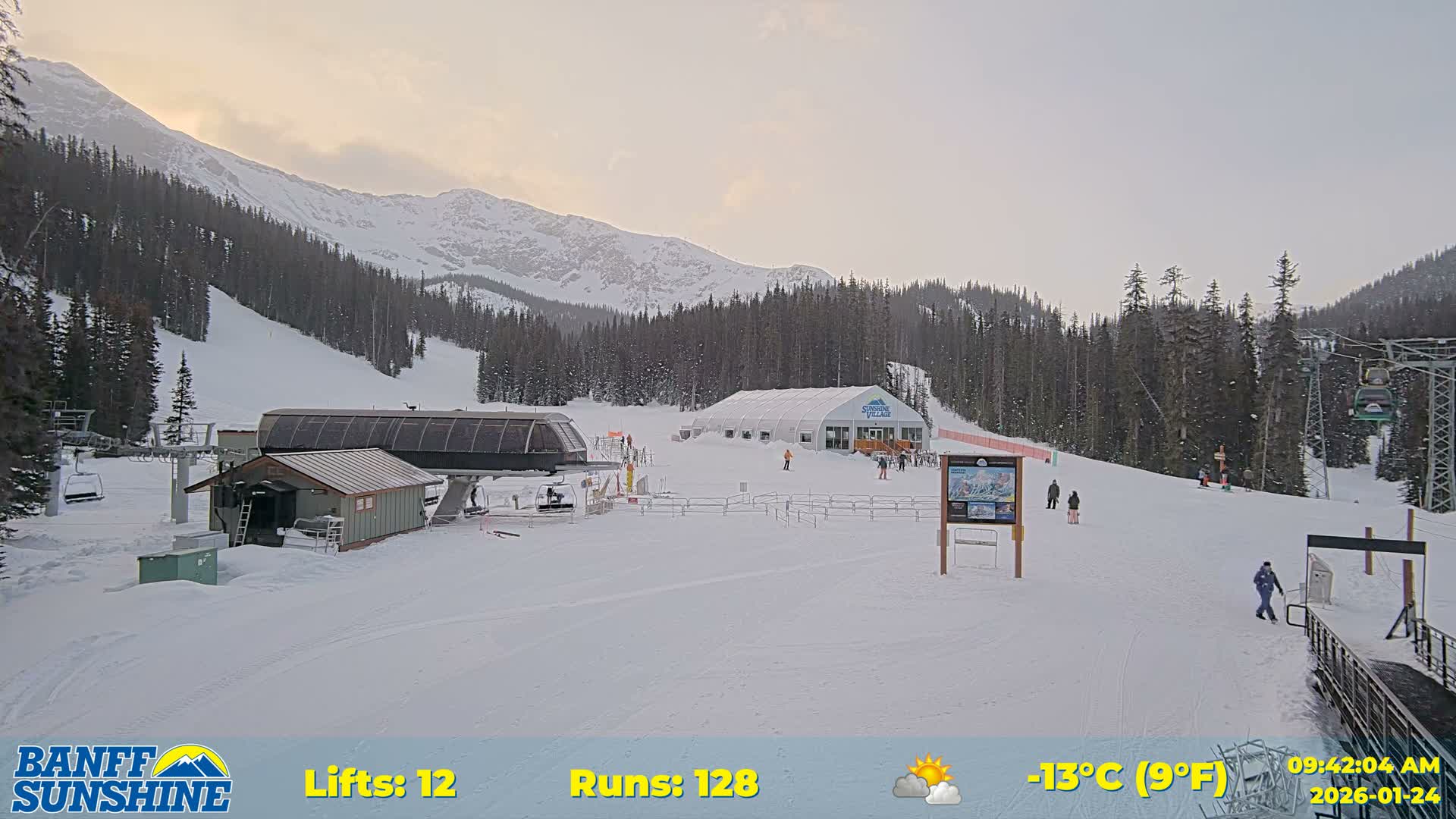 Banff, Sunshine Ski Center Goat’s Eye Base Live Cam - Banff, Alberta's Rockies, Alberta, Canada