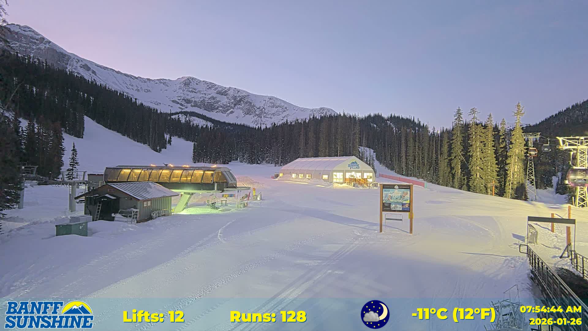 Banff, Sunshine Ski Center Goat’s Eye Base Live Cam - Banff, Alberta's Rockies, Alberta, Canada