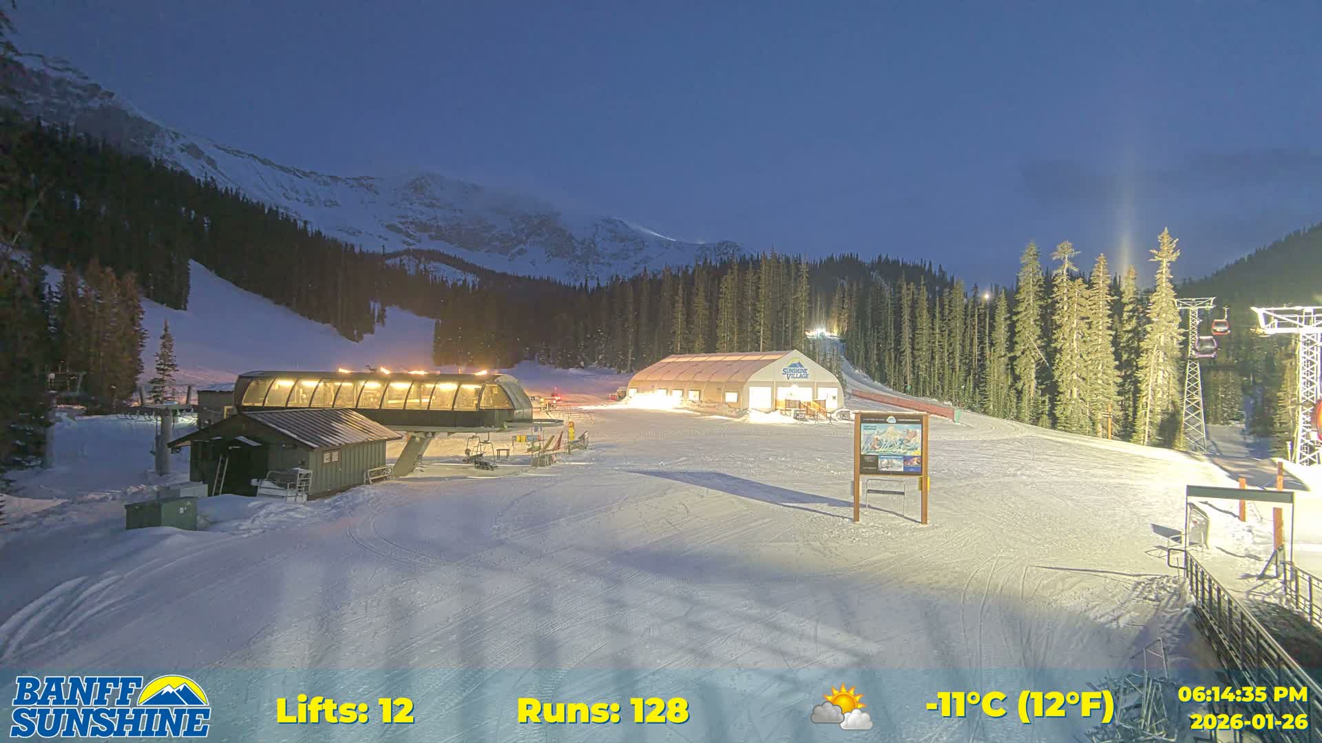 Banff, Sunshine Ski Center Goat’s Eye Base Live Cam - Banff, Alberta's Rockies, Alberta, Canada