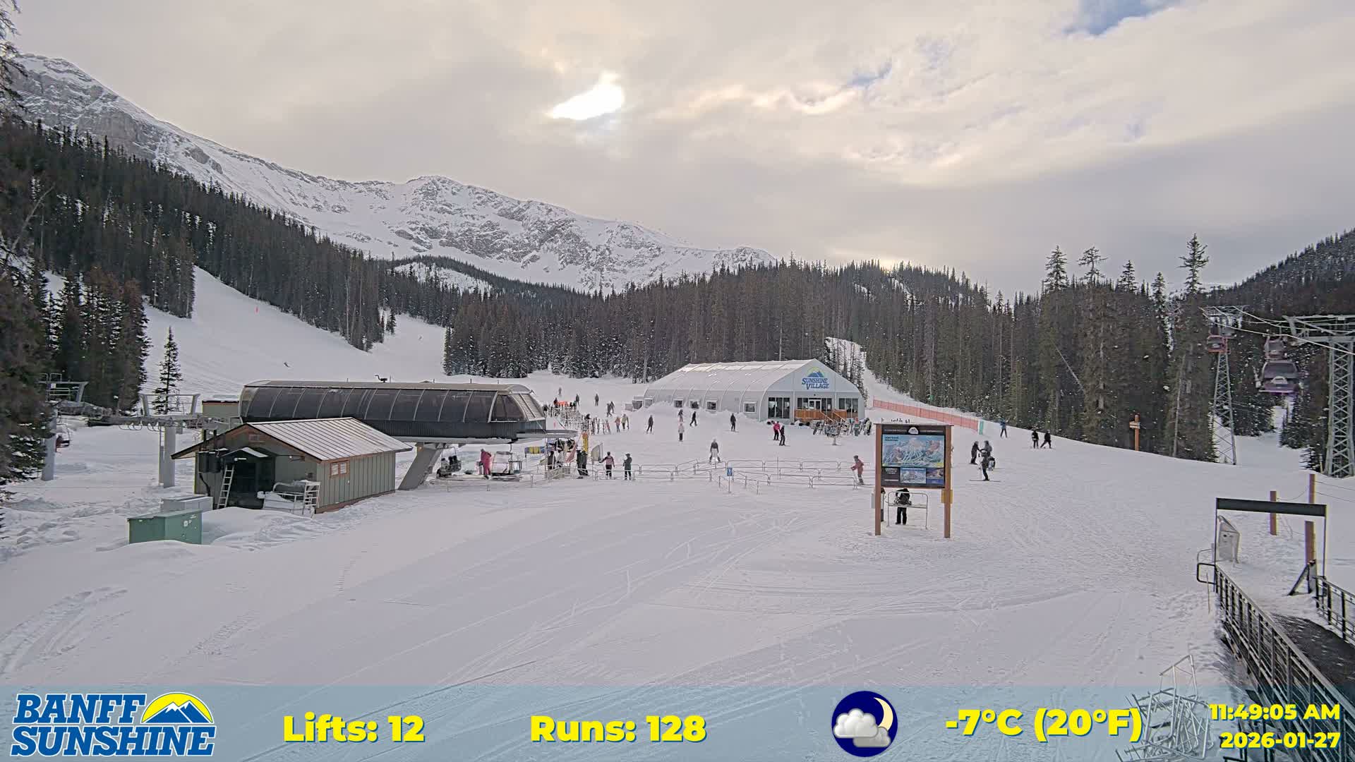 Banff, Sunshine Ski Center Goat’s Eye Base Live Cam - Banff, Alberta's Rockies, Alberta, Canada