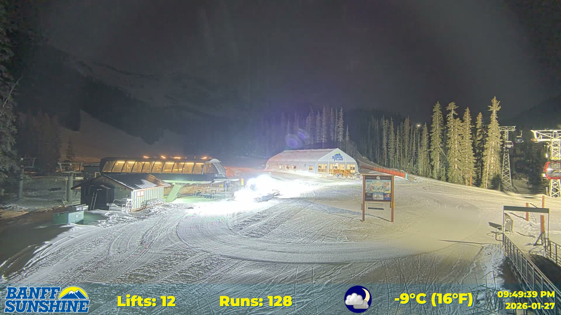 Banff, Sunshine Ski Center Goat’s Eye Base Live Cam - Banff, Alberta's Rockies, Alberta, Canada