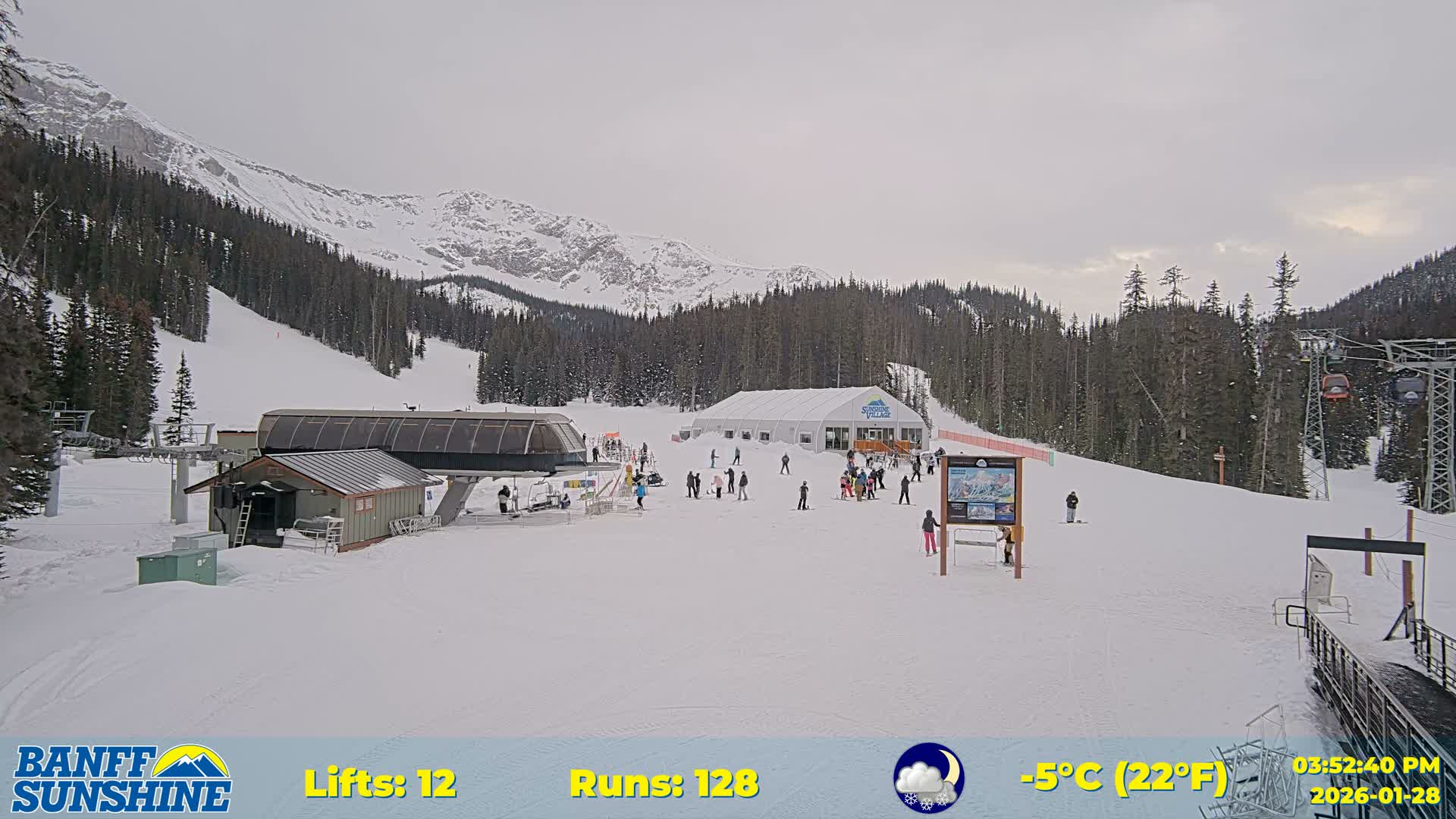 Banff, Sunshine Ski Center Goat’s Eye Base Live Cam - Banff, Alberta's Rockies, Alberta, Canada