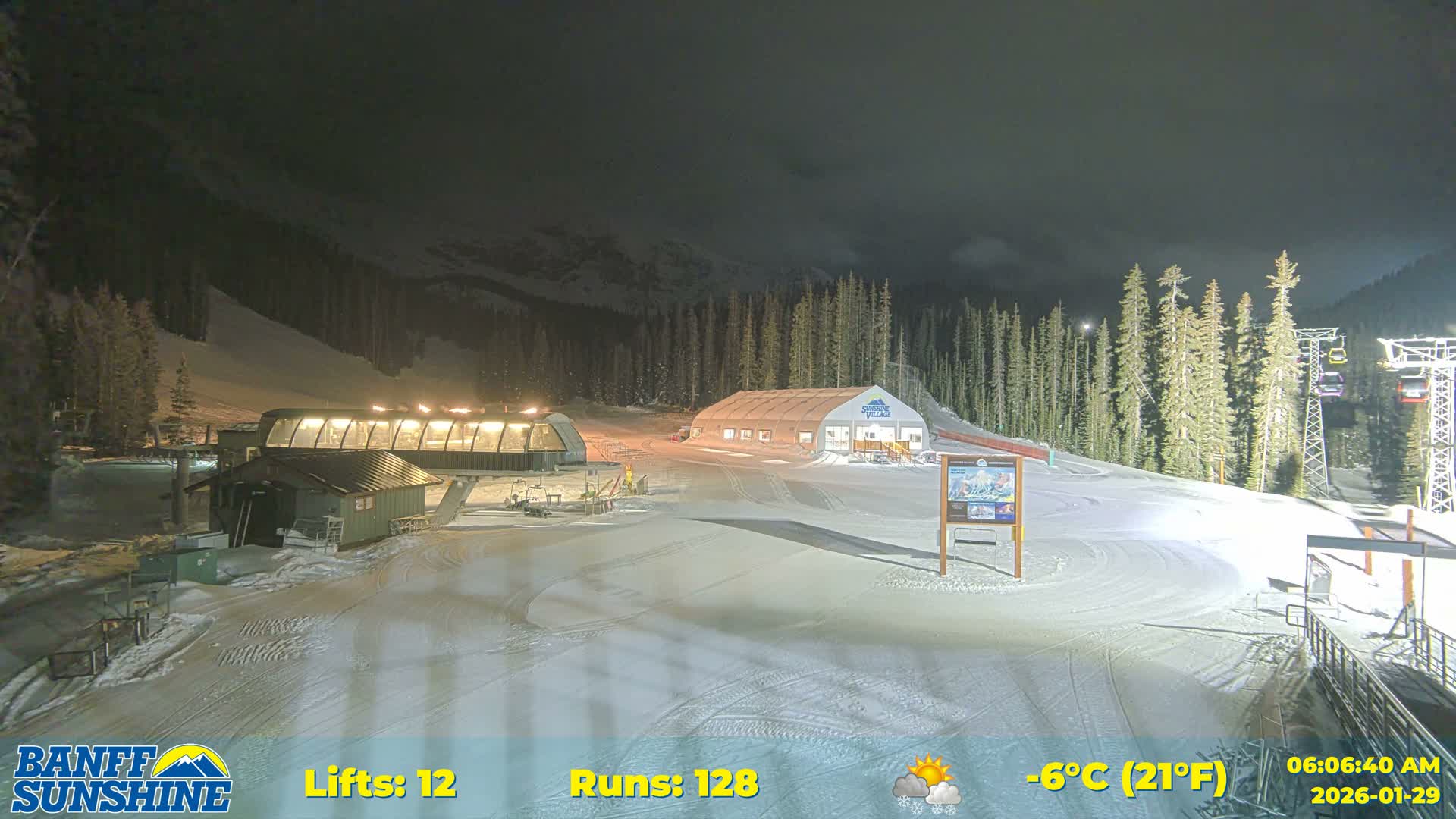 Banff, Sunshine Ski Center Goat’s Eye Base Live Cam - Banff, Alberta's Rockies, Alberta, Canada