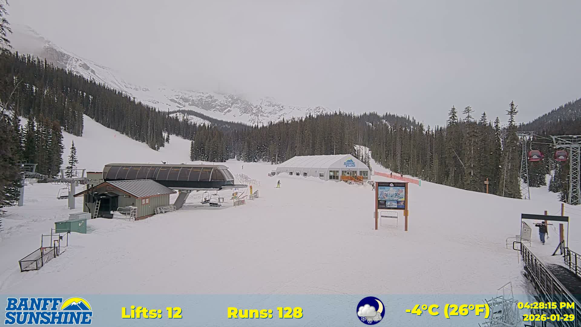 Banff, Sunshine Ski Center Goat’s Eye Base Live Cam - Banff, Alberta's Rockies, Alberta, Canada