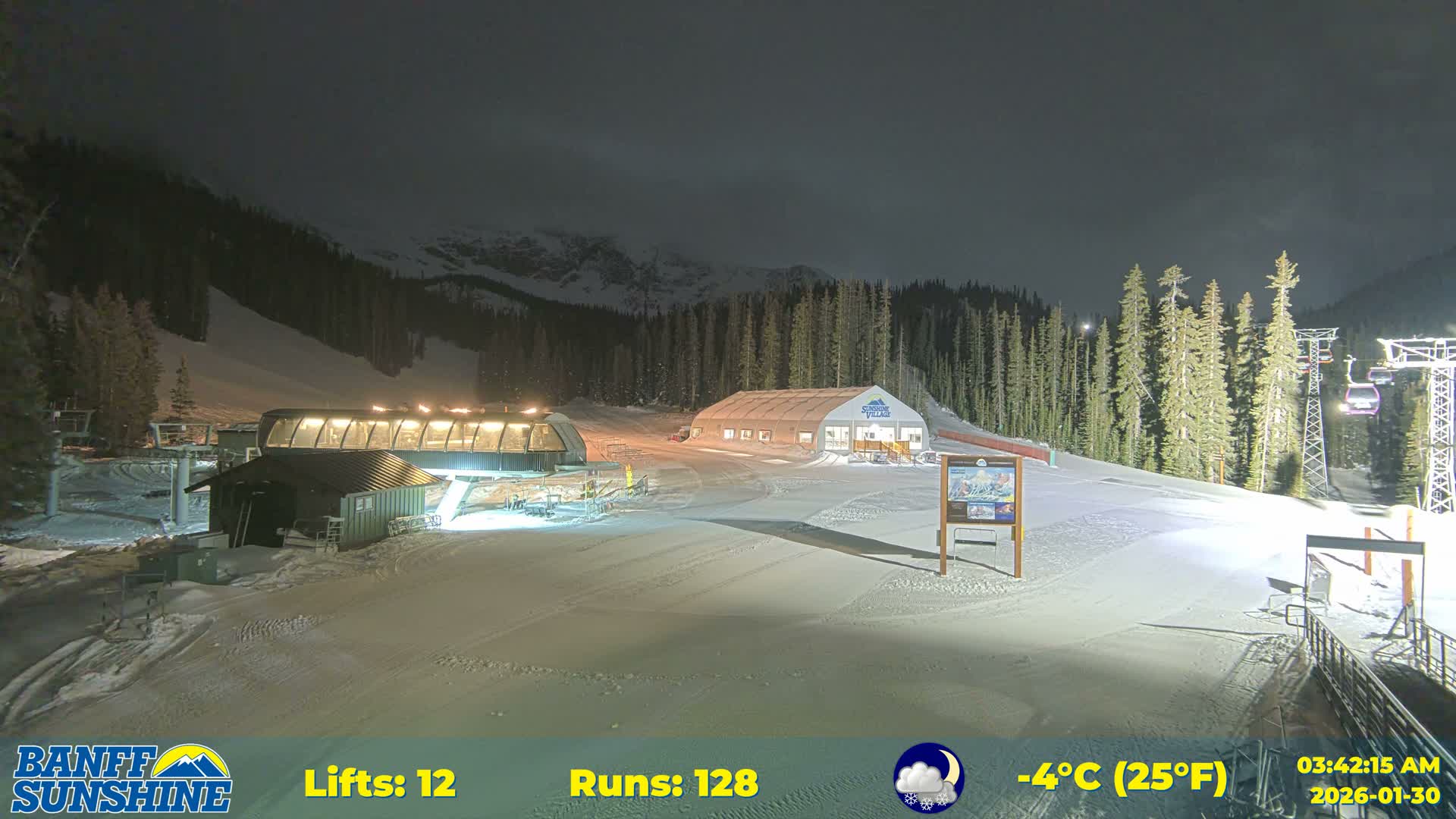 Banff, Sunshine Ski Center Goat’s Eye Base Live Cam - Banff, Alberta's Rockies, Alberta, Canada