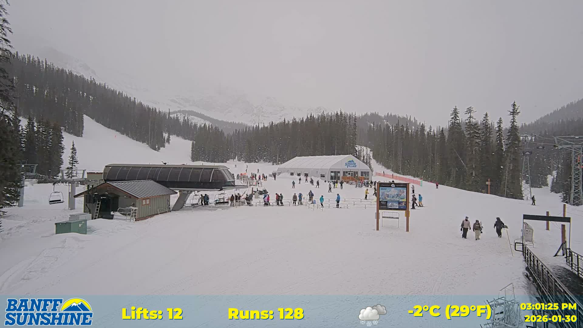 Banff, Sunshine Ski Center Goat’s Eye Base Live Cam - Banff, Alberta's Rockies, Alberta, Canada