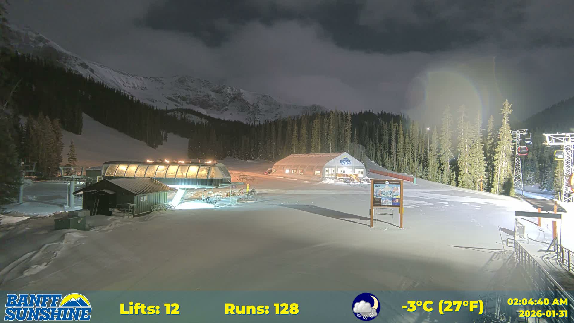 Banff, Sunshine Ski Center Goat’s Eye Base Live Cam - Banff, Alberta's Rockies, Alberta, Canada
