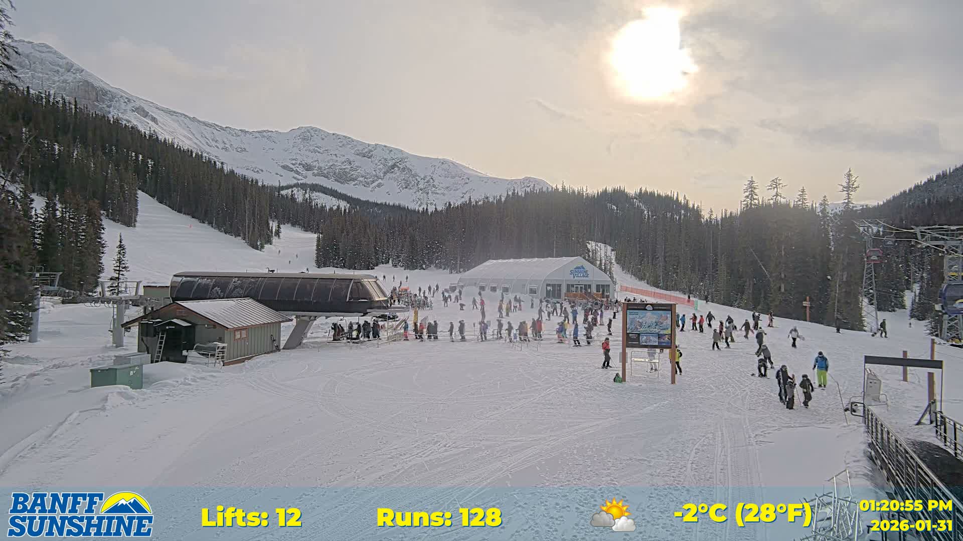 Banff, Sunshine Ski Center Goat’s Eye Base Live Cam - Banff, Alberta's Rockies, Alberta, Canada