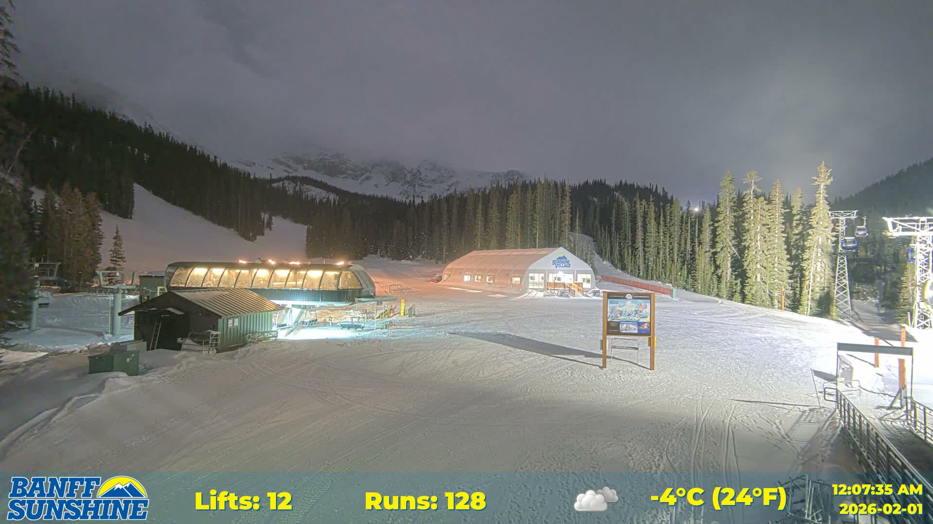 Banff, Sunshine Ski Center Goat’s Eye Base Live Cam - Banff, Alberta's Rockies, Alberta, Canada