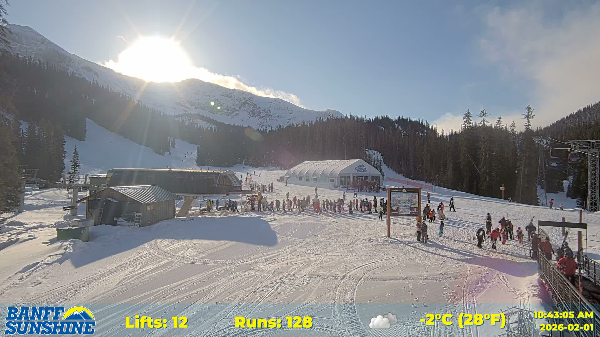 Banff, Sunshine Ski Center Goat’s Eye Base Live Cam - Banff, Alberta's Rockies, Alberta, Canada
