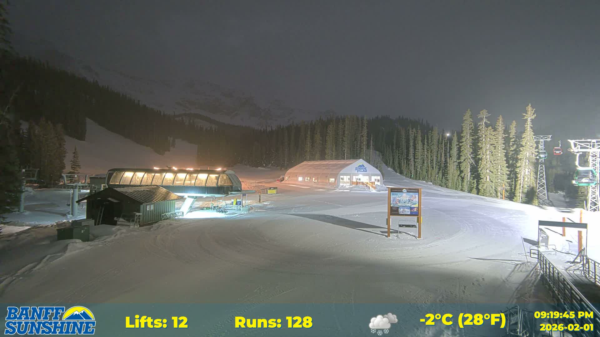 Banff, Sunshine Ski Center Goat’s Eye Base Live Cam - Banff, Alberta's Rockies, Alberta, Canada