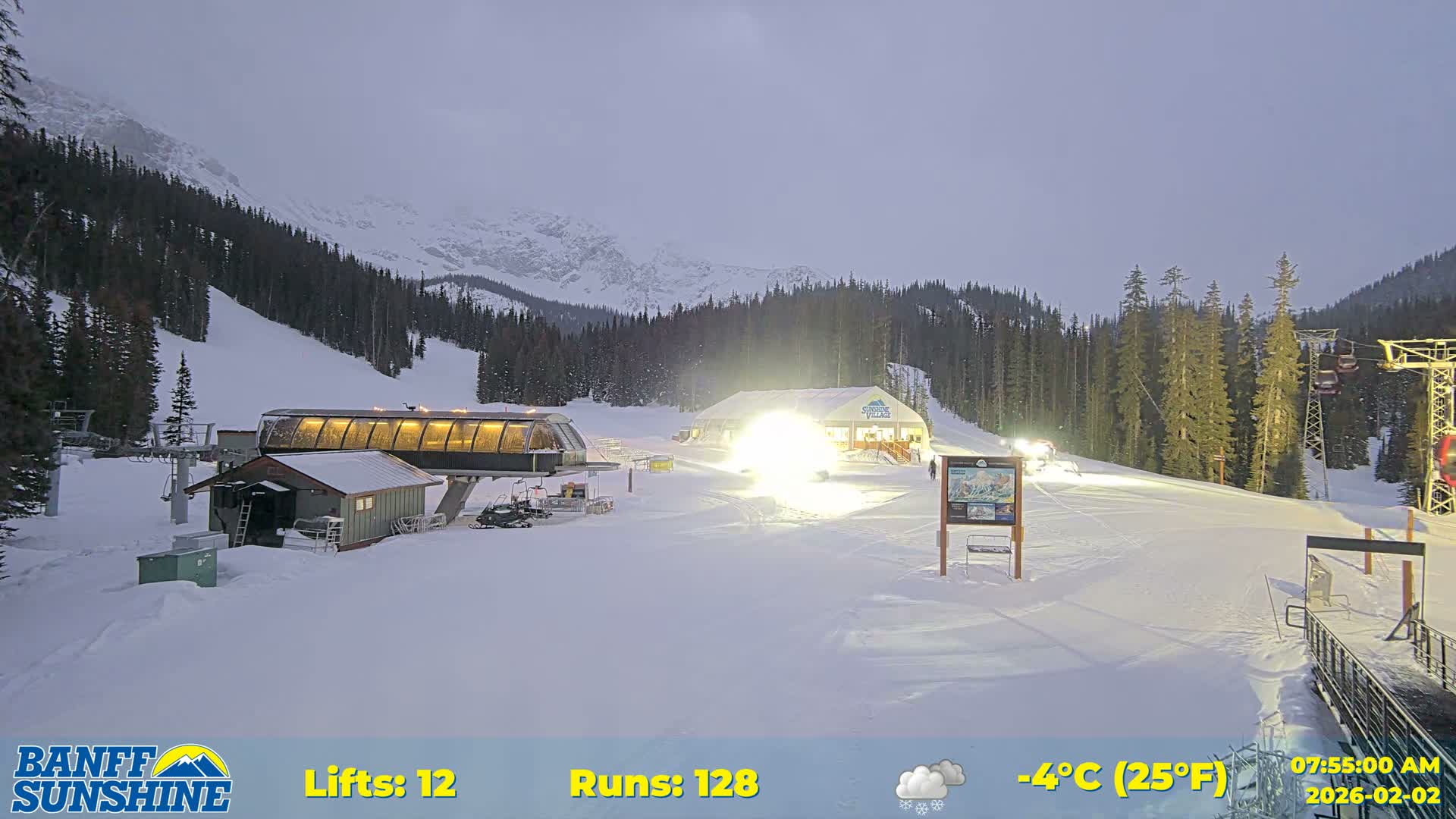 Banff, Sunshine Ski Center Goat’s Eye Base Live Cam - Banff, Alberta's Rockies, Alberta, Canada