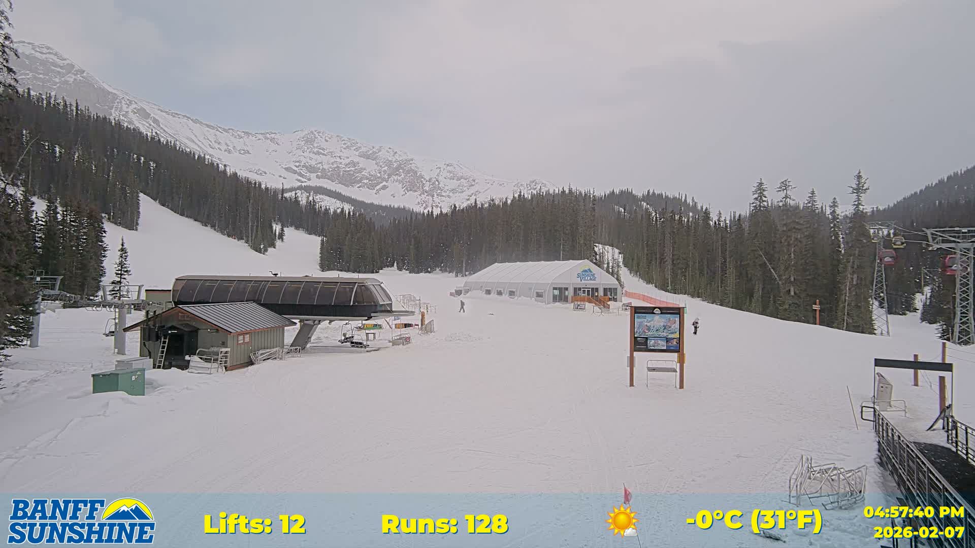 Banff, Sunshine Ski Center Goat’s Eye Base Live Cam - Banff, Alberta's Rockies, Alberta, Canada