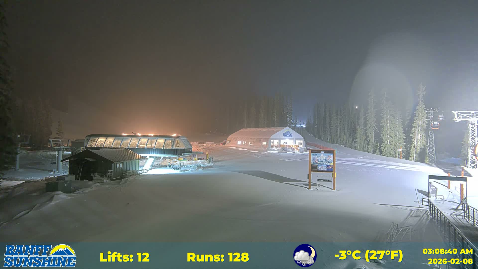 Banff, Sunshine Ski Center Goat’s Eye Base Live Cam - Banff, Alberta's Rockies, Alberta, Canada