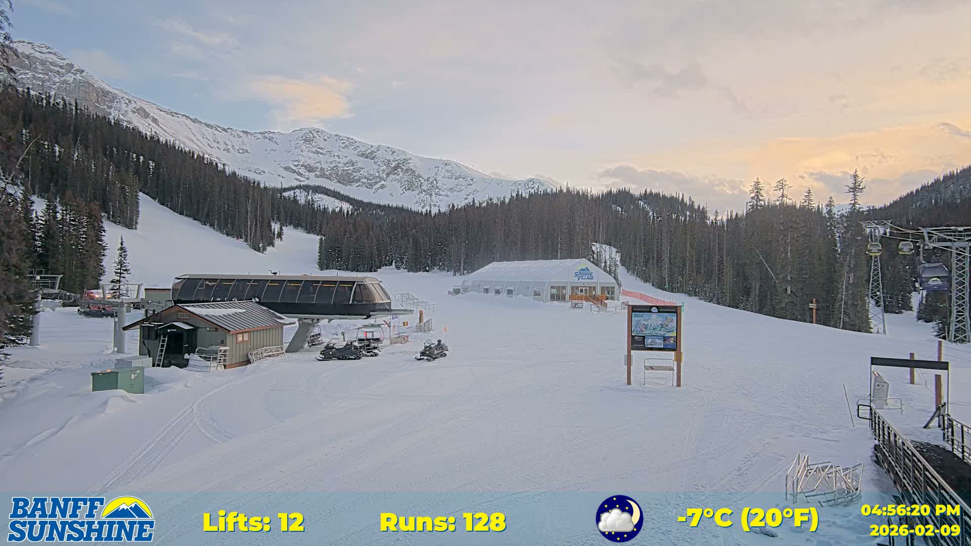 Banff, Sunshine Ski Center Goat’s Eye Base Live Cam - Banff, Alberta's Rockies, Alberta, Canada