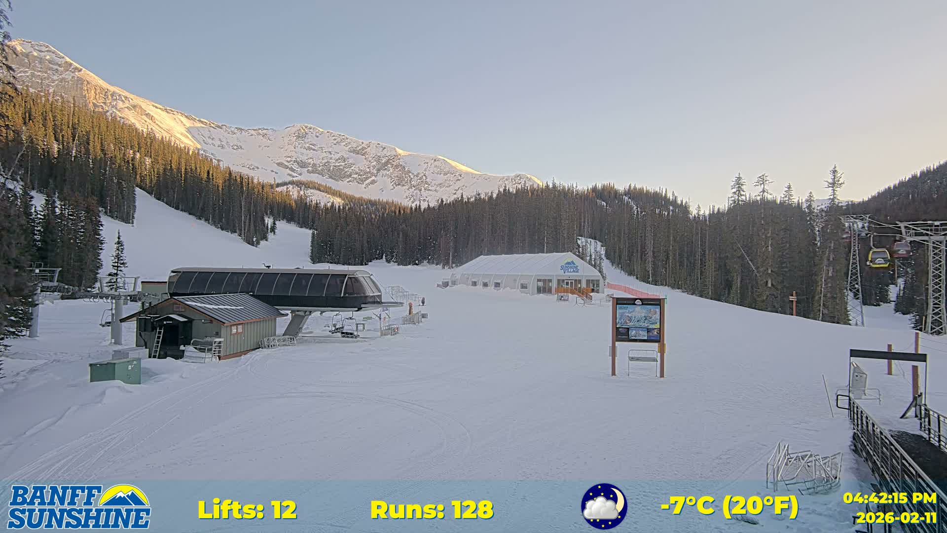 Banff, Sunshine Ski Center Goat’s Eye Base Live Cam - Banff, Alberta's Rockies, Alberta, Canada