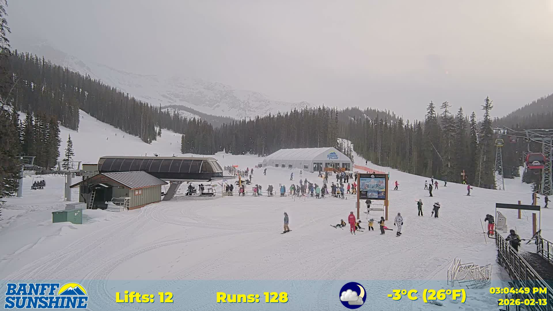 Banff, Sunshine Ski Center Goat’s Eye Base Live Cam - Banff, Alberta's Rockies, Alberta, Canada