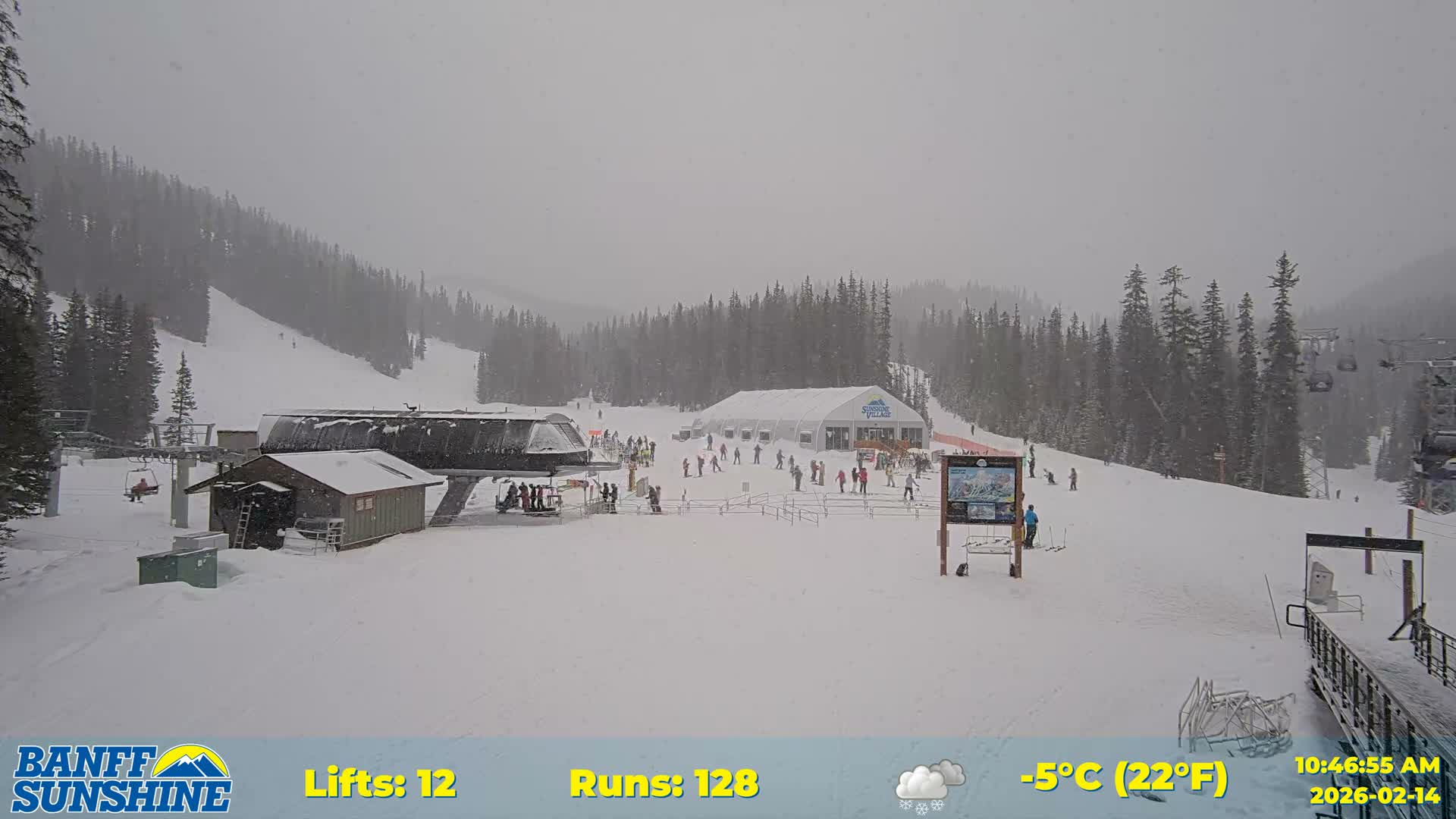 Banff, Sunshine Ski Center Goat’s Eye Base Live Cam - Banff, Alberta's Rockies, Alberta, Canada