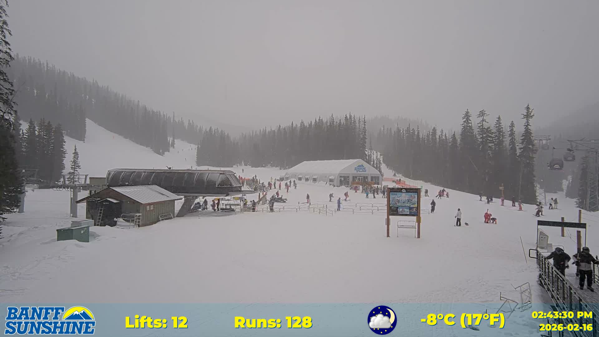 Banff, Sunshine Ski Center Goat’s Eye Base Live Cam - Banff, Alberta's Rockies, Alberta, Canada