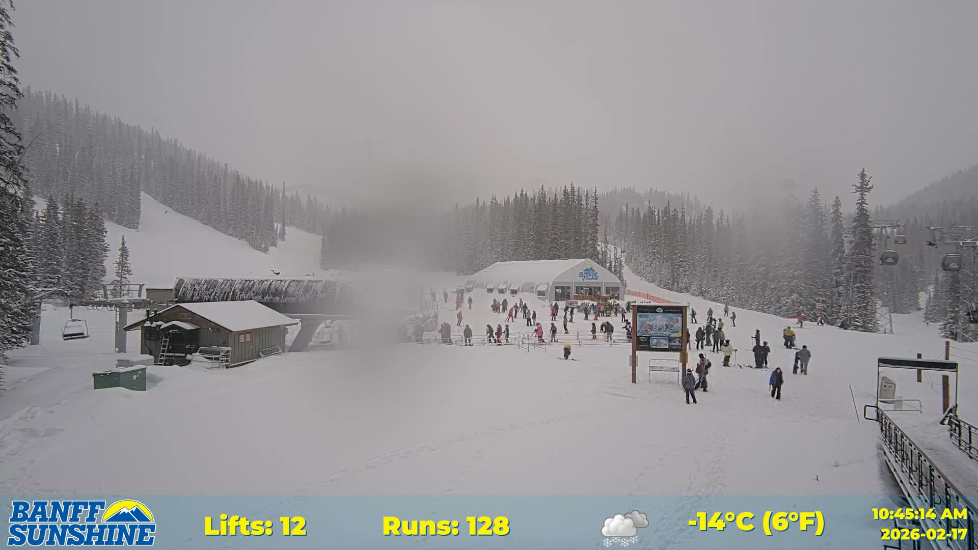 Banff, Sunshine Ski Center Goat’s Eye Base Live Cam - Banff, Alberta's Rockies, Alberta, Canada