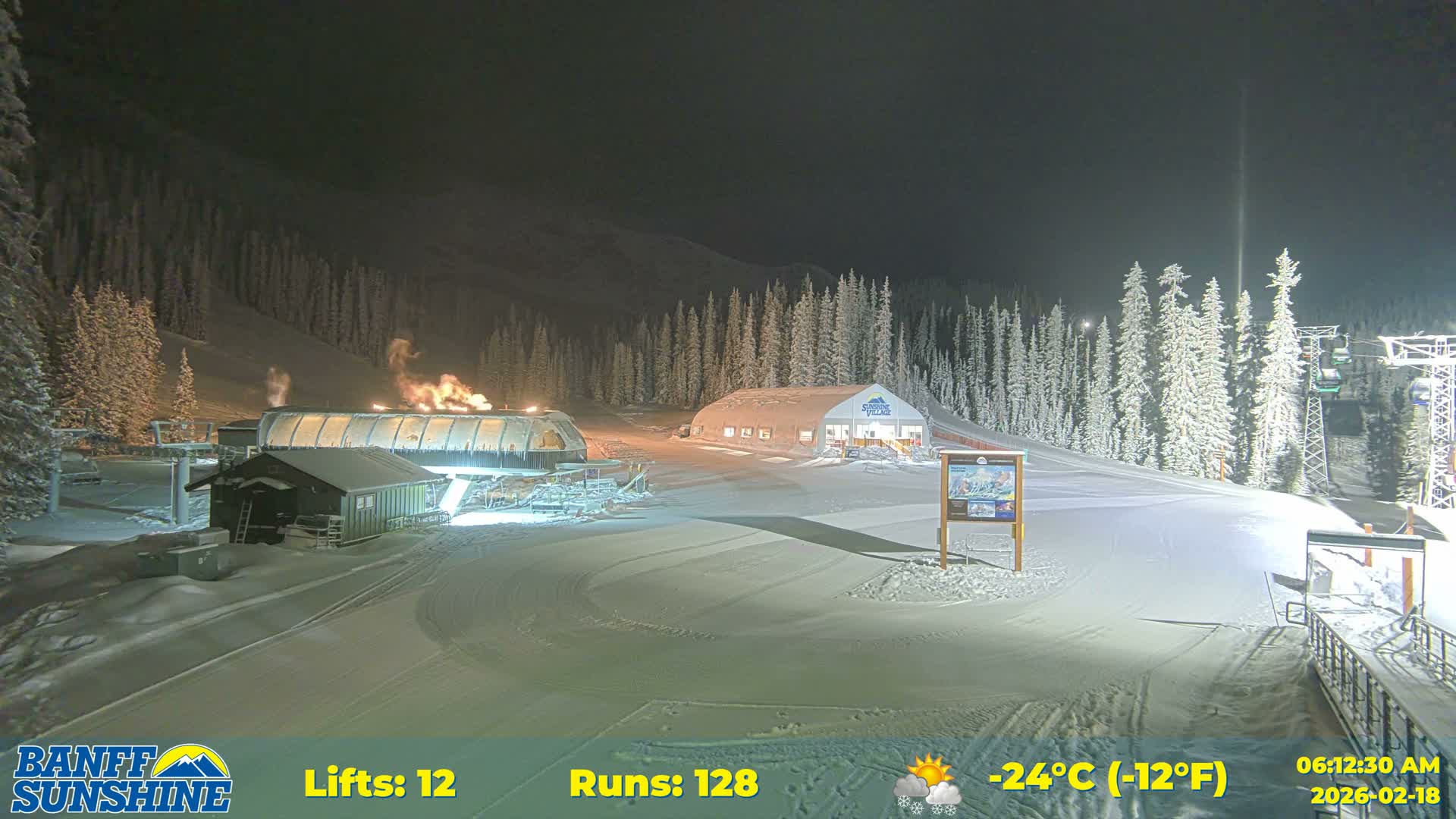 Banff, Sunshine Ski Center Goat’s Eye Base Live Cam - Banff, Alberta's Rockies, Alberta, Canada
