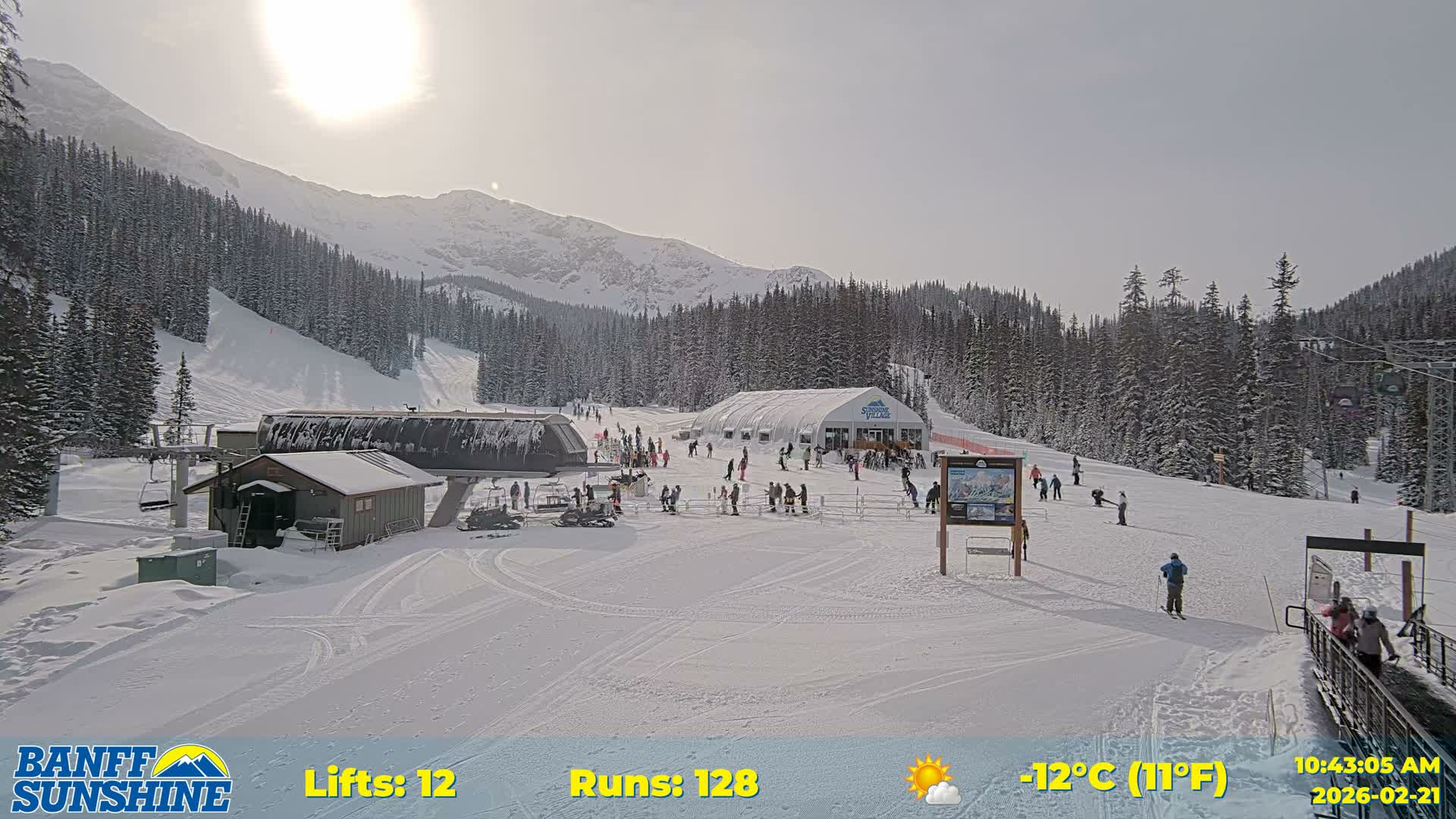 Banff, Sunshine Ski Center Goat’s Eye Base Live Cam - Banff, Alberta's Rockies, Alberta, Canada