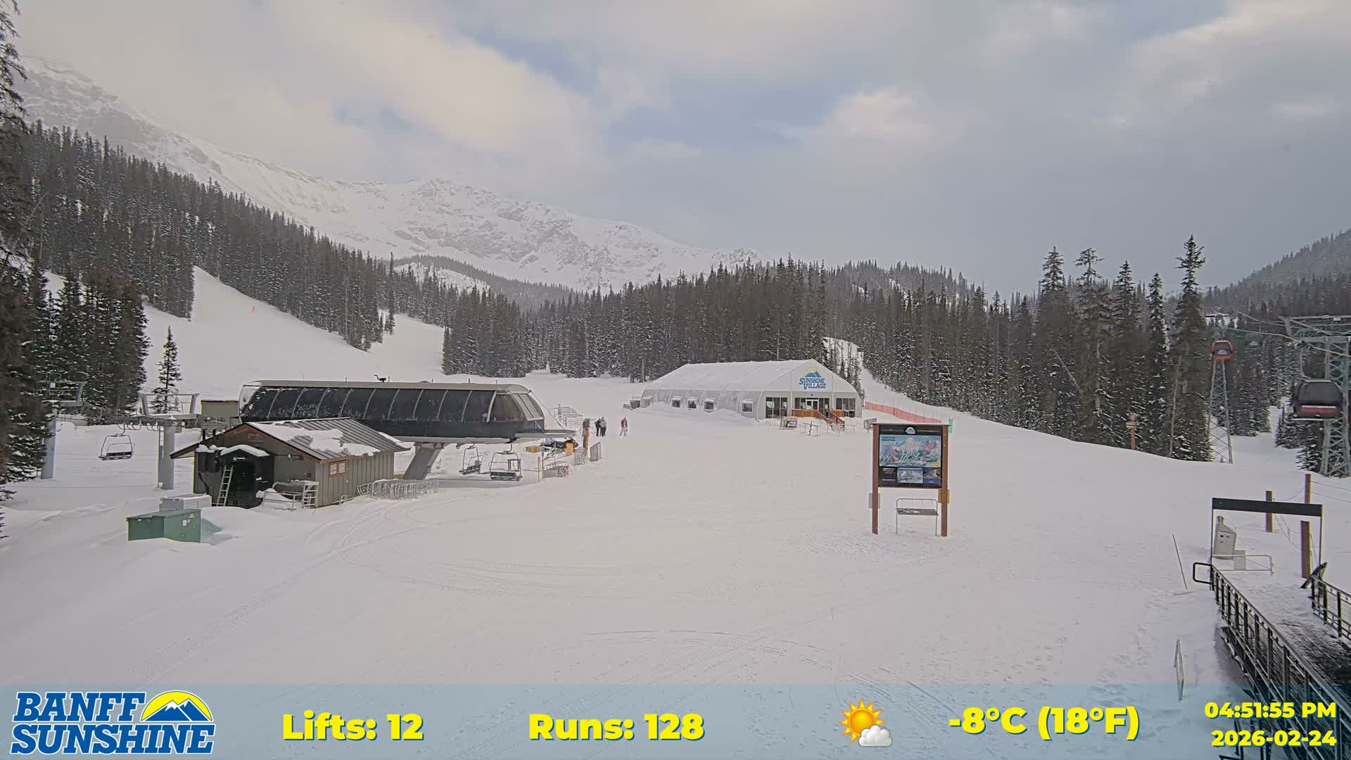 Banff, Sunshine Ski Center Goat’s Eye Base Live Cam - Banff, Alberta's Rockies, Alberta, Canada
