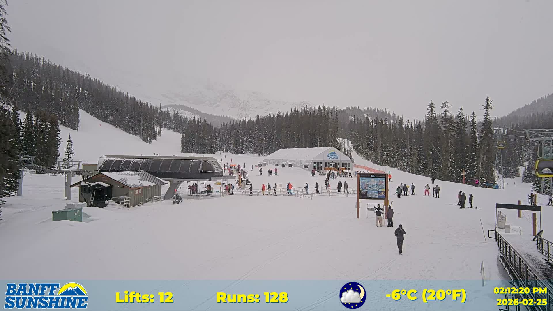 Banff, Sunshine Ski Center Goat’s Eye Base Live Cam - Banff, Alberta's Rockies, Alberta, Canada