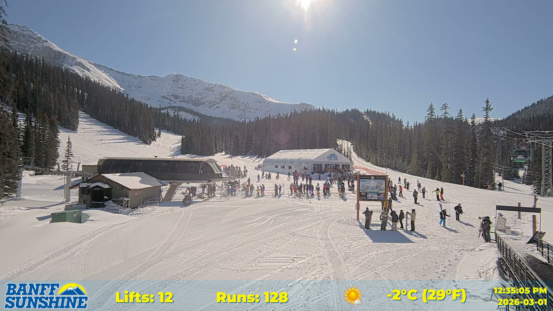 Banff, Sunshine Ski Center Goat’s Eye Base Live Cam - Banff, Alberta's Rockies, Alberta, Canada