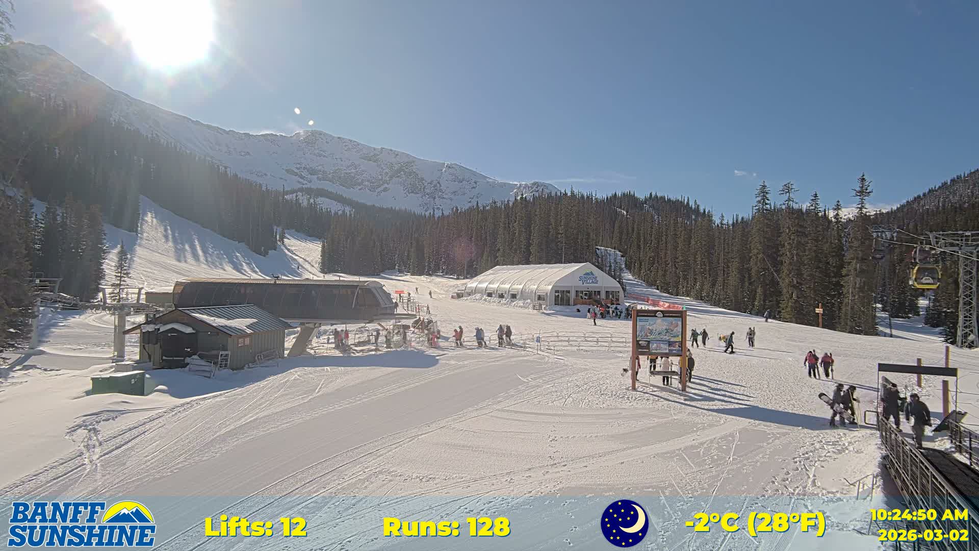 Banff, Sunshine Ski Center Goat’s Eye Base Live Cam - Banff, Alberta's Rockies, Alberta, Canada