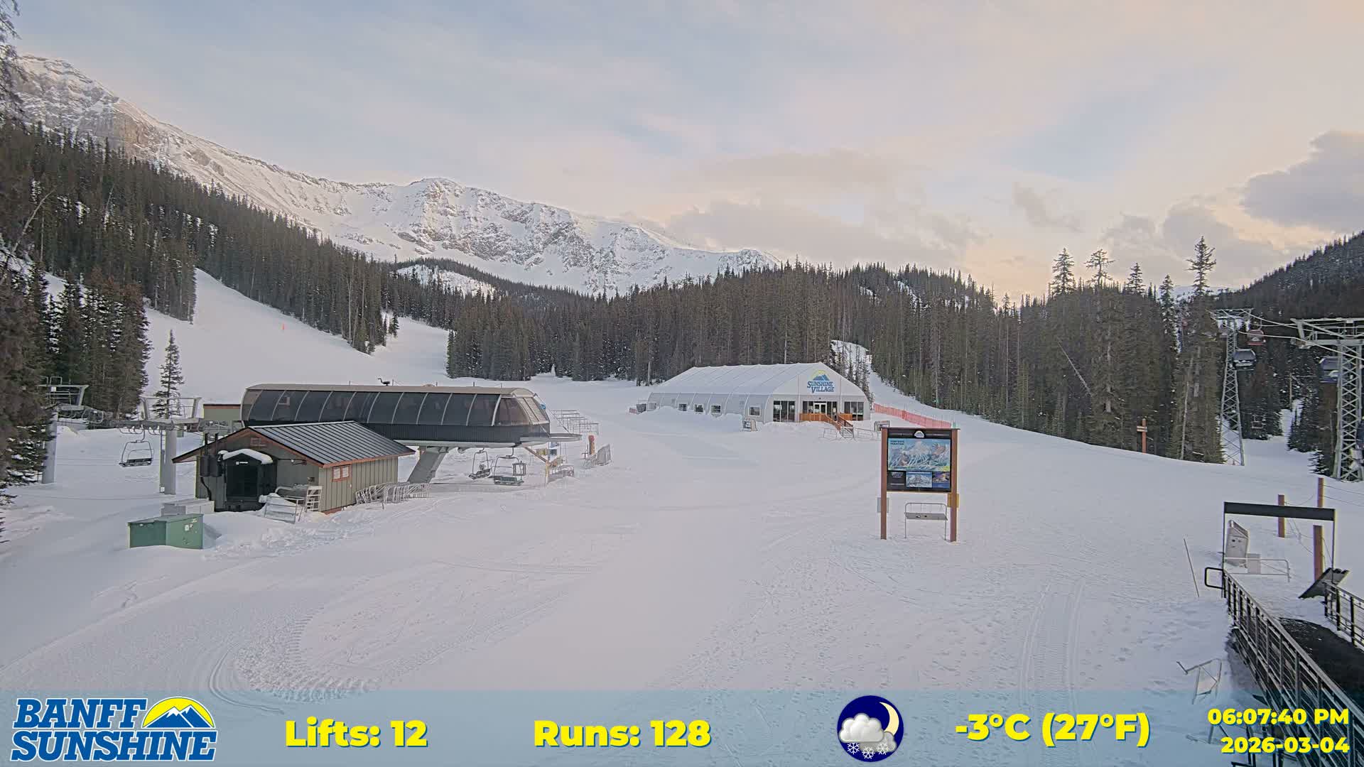 Banff, Sunshine Ski Center Goat’s Eye Base Live Cam - Banff, Alberta's Rockies, Alberta, Canada
