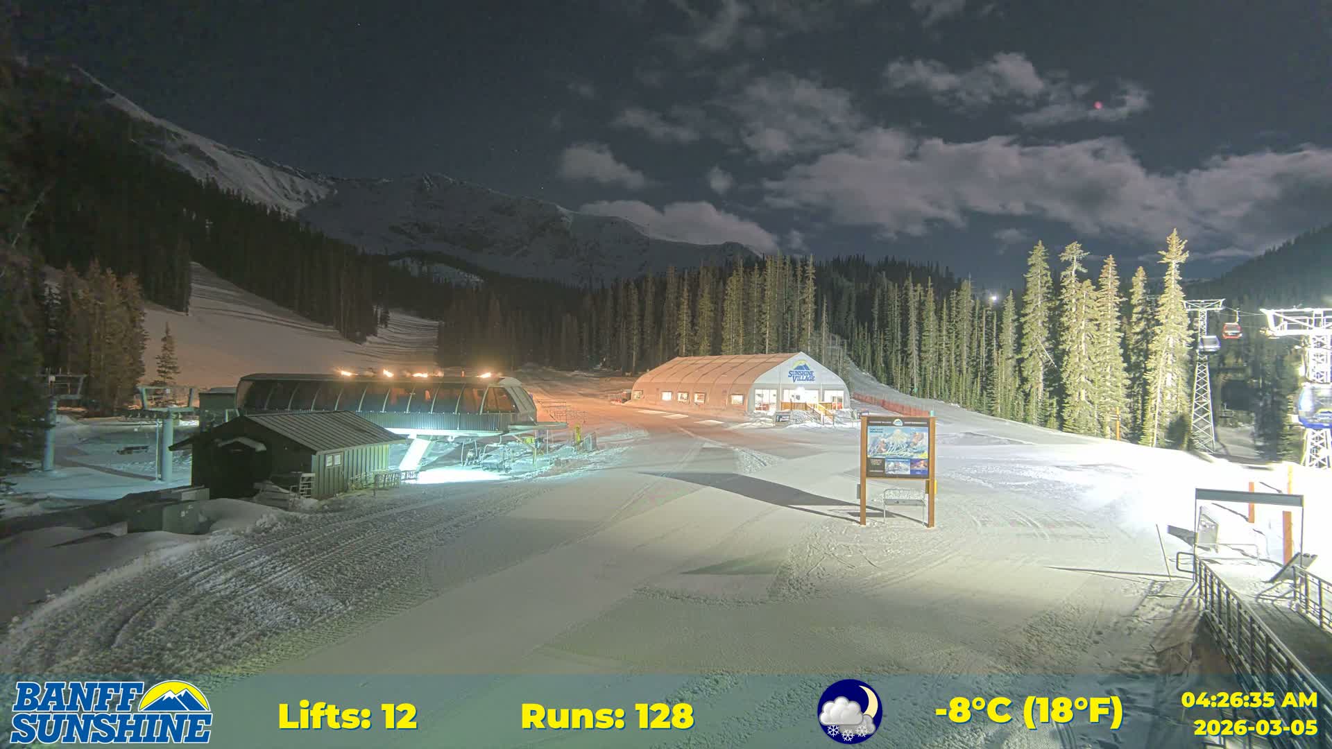 Banff, Sunshine Ski Center Goat’s Eye Base Live Cam - Banff, Alberta's Rockies, Alberta, Canada