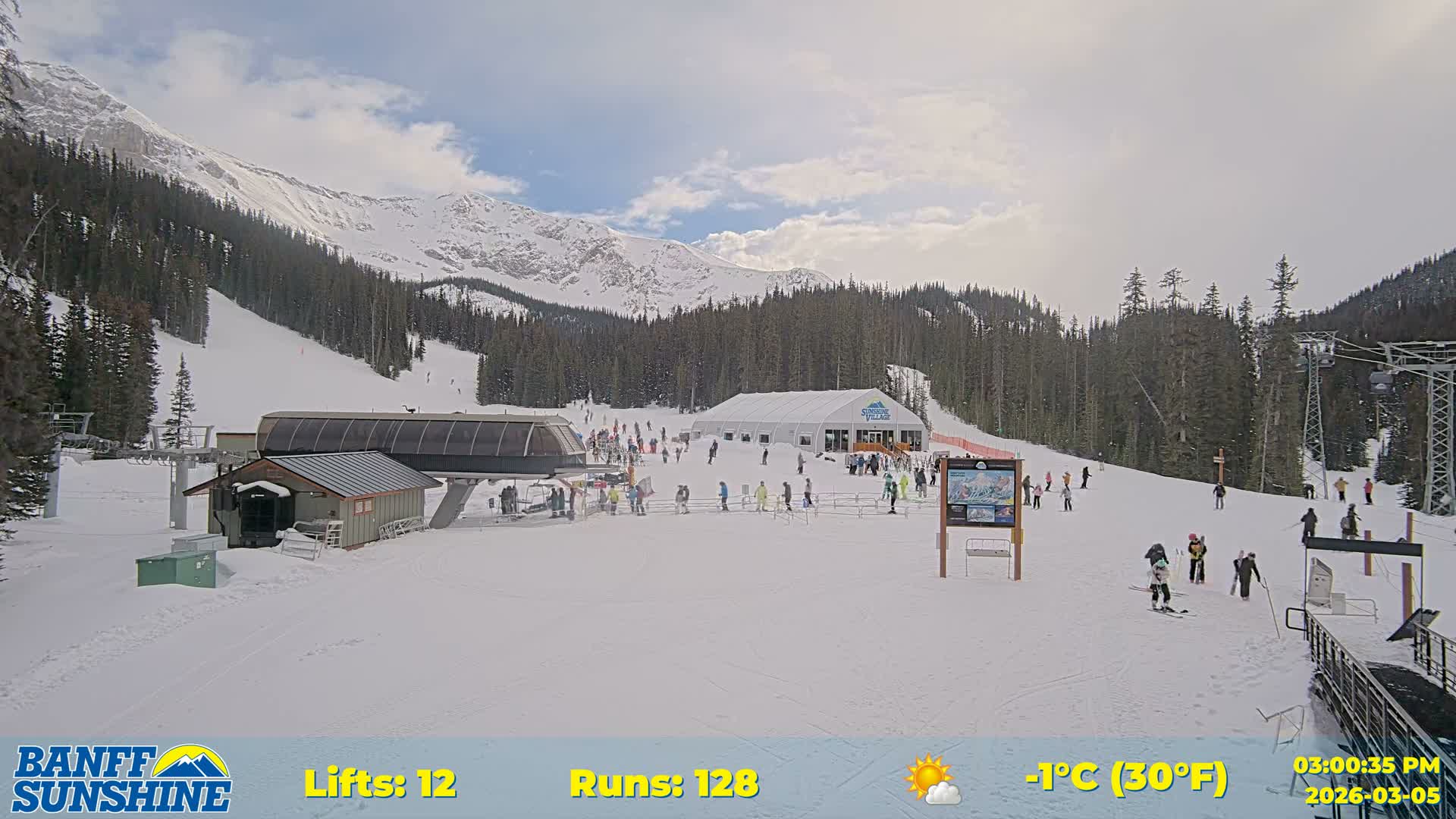 Banff, Sunshine Ski Center Goat’s Eye Base Live Cam - Banff, Alberta's Rockies, Alberta, Canada