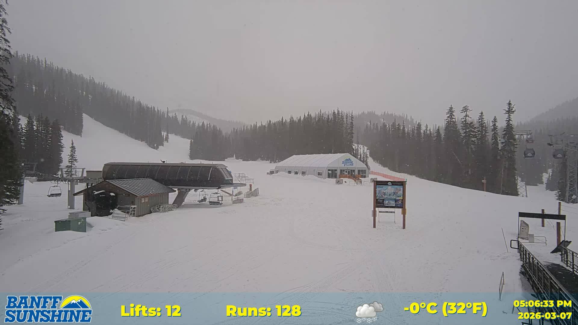 Banff, Sunshine Ski Center Goat’s Eye Base Live Cam - Banff, Alberta's Rockies, Alberta, Canada