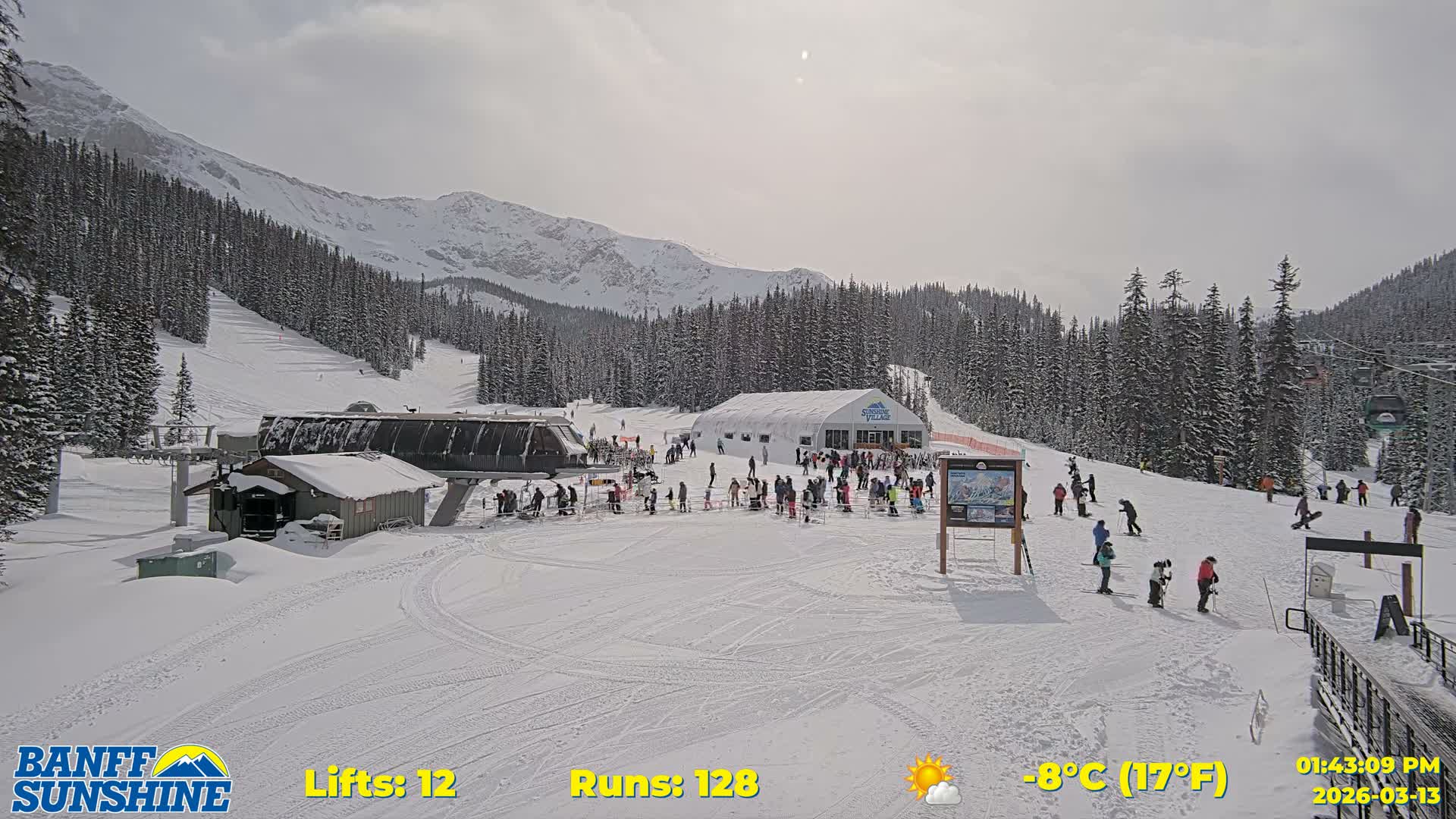 Banff, Sunshine Ski Center Goat’s Eye Base Live Cam - Banff, Alberta's Rockies, Alberta, Canada