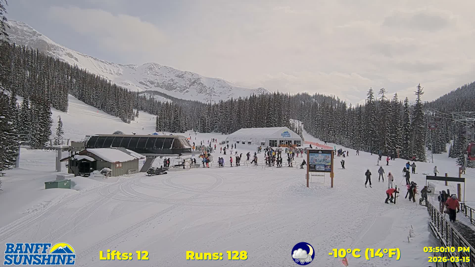 Banff, Sunshine Ski Center Goat’s Eye Base Live Cam - Banff, Alberta's Rockies, Alberta, Canada