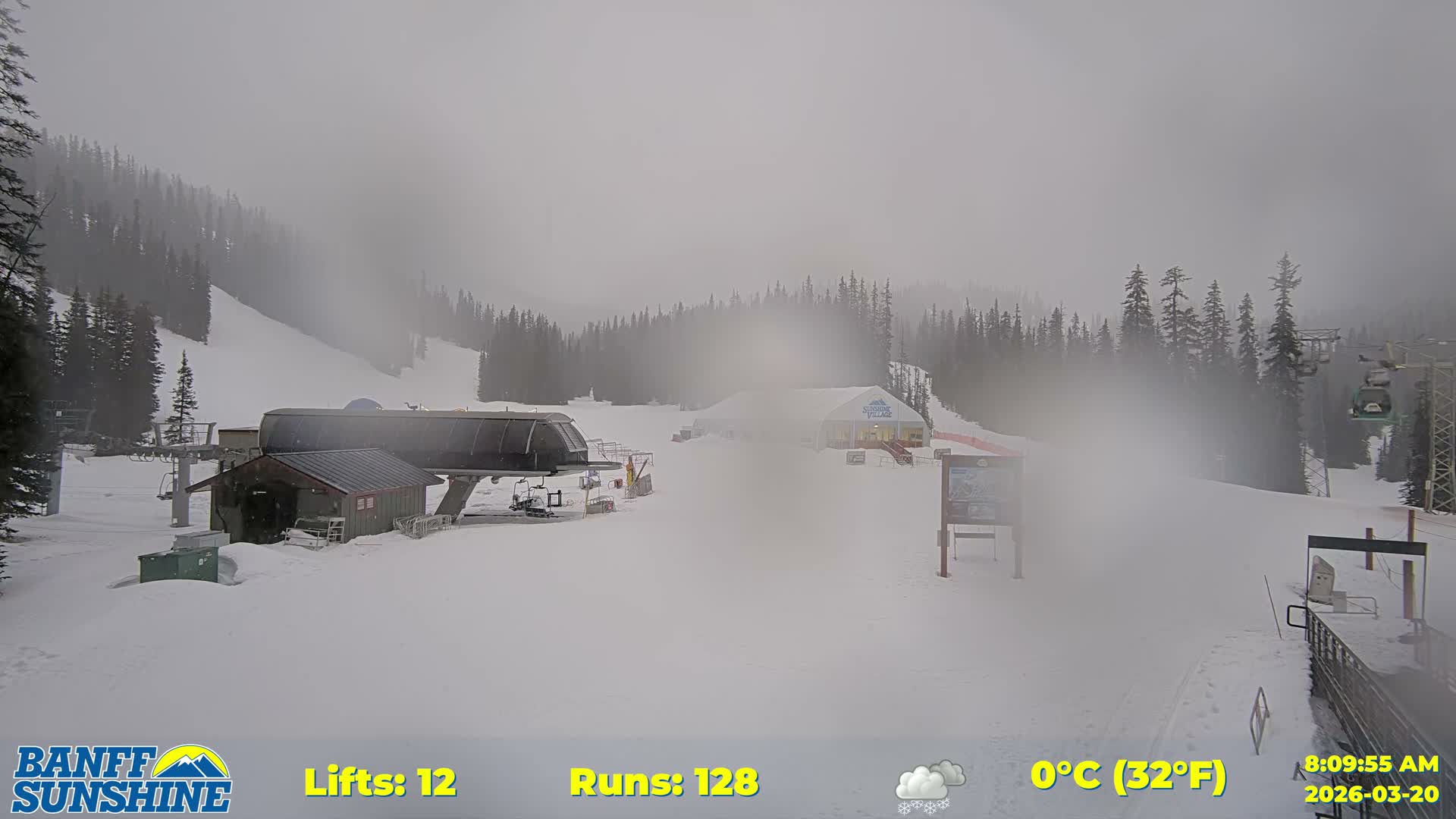 Banff, Sunshine Ski Center Goat’s Eye Base Live Cam - Banff, Alberta's Rockies, Alberta, Canada