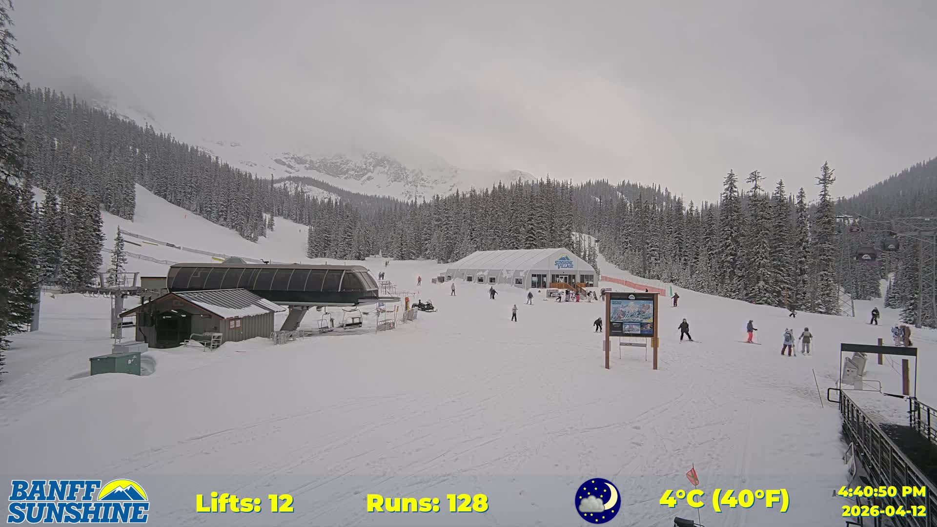 Banff, Sunshine Ski Center Goat’s Eye Base Live Cam - Banff, Alberta's Rockies, Alberta, Canada
