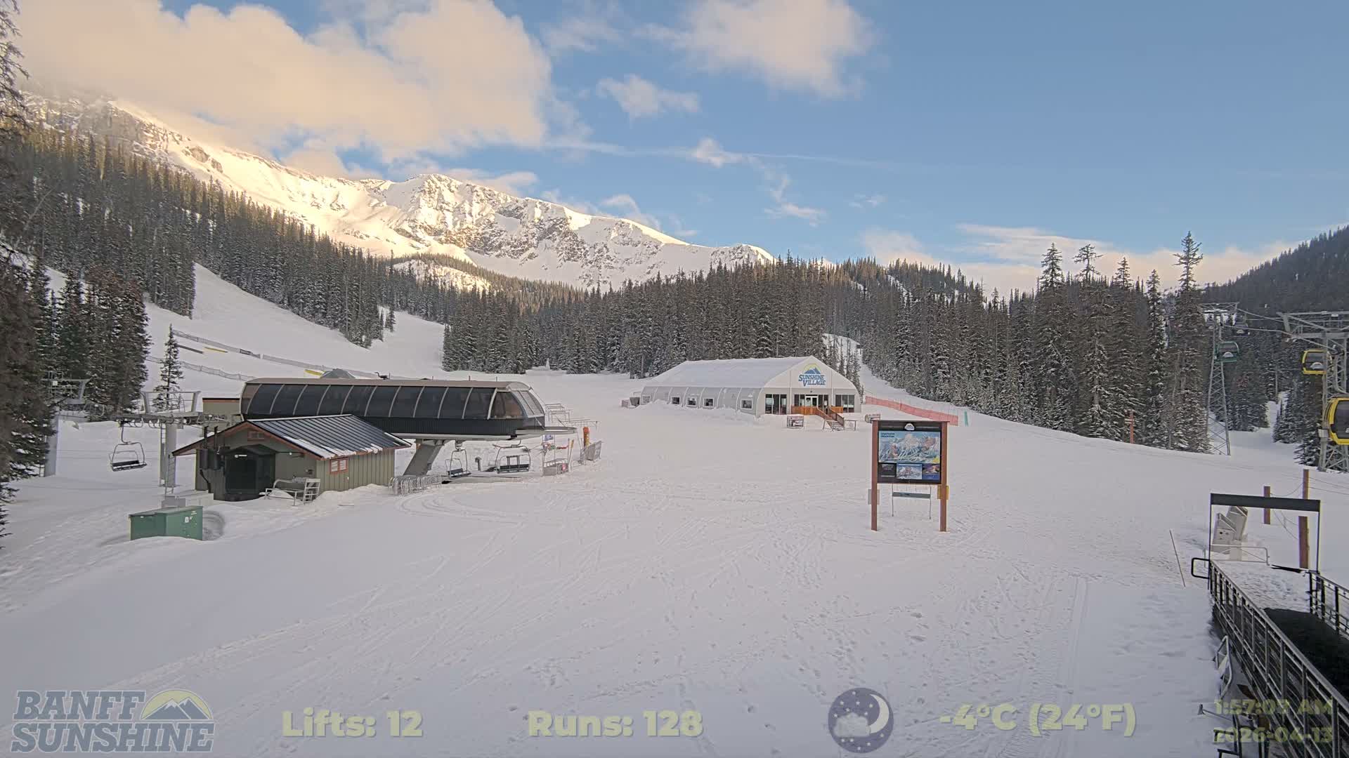Banff, Sunshine Ski Center Goat’s Eye Base Live Cam - Banff, Alberta's Rockies, Alberta, Canada