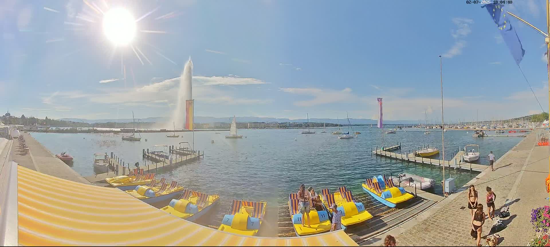Lake Geneva & (Lac Leman) Coast & Geneve City Les Corsaires Live Cam - Eaux -Vives, Genève, Geneva, Switzerland
