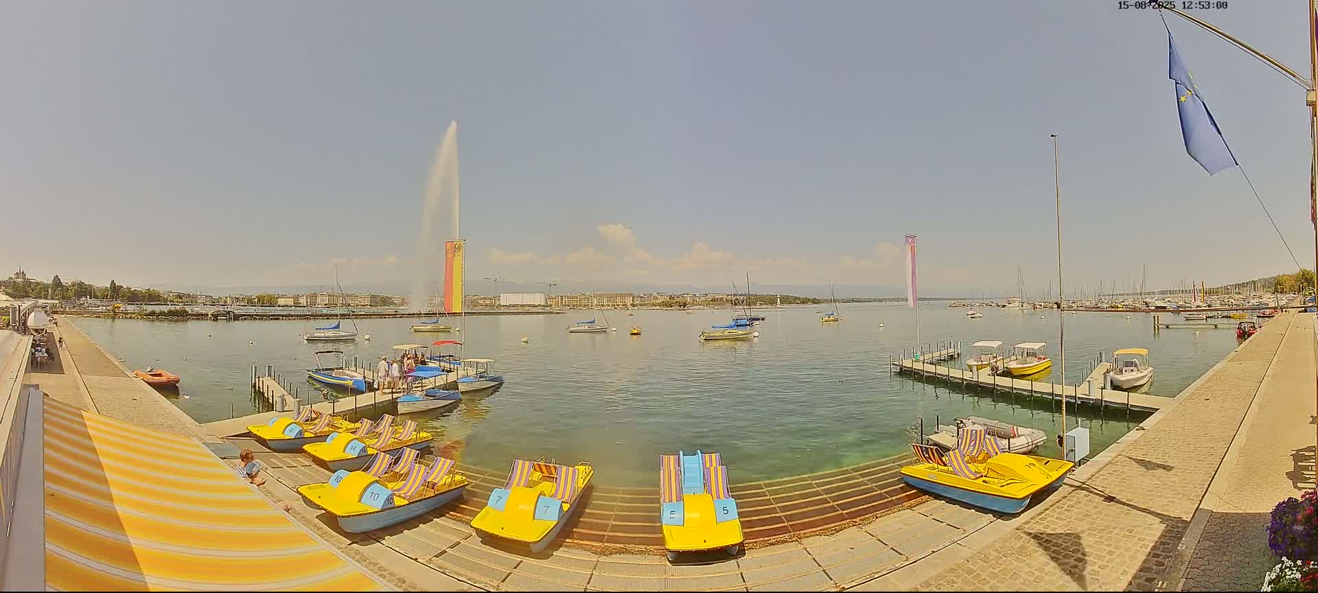 Lake Geneva & (Lac Leman) Coast & Geneve City Les Corsaires Live Cam - Eaux -Vives, Genève, Geneva, Switzerland
